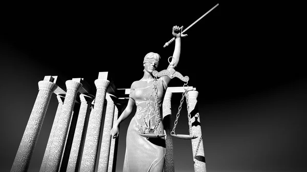 Señora rota de la justicia 3d representación — Foto de Stock