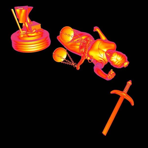 Señora rota de la justicia 3d representación —  Fotos de Stock