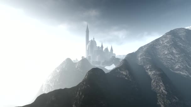 Temný hrad animace s Dramatické nebe — Stock video