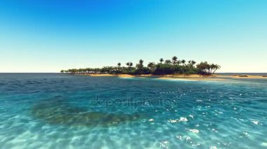 Tropik plajda avuç içleri 3 boyutlu.