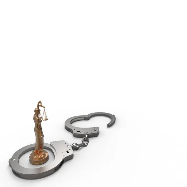 Legal law - scales of justice and handcuffs 3d rendering — Stock Photo, Image