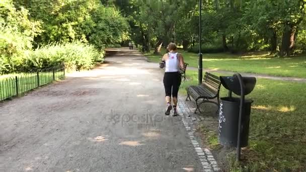 Ο χρόνος στο δημόσιο πάρκο στην Πολωνία της πόλης του Βρότσλαβ — Αρχείο Βίντεο