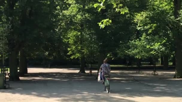 Tiempo libre en el parque público en Polonia en la ciudad de Wroclaw — Vídeo de stock