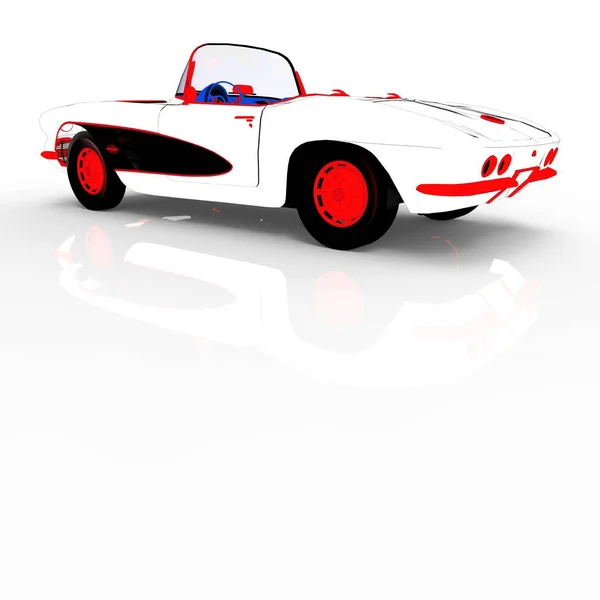 빈티지 자동차 템플릿 3d 렌더링 — 스톡 사진