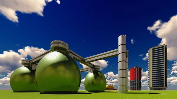 Nuclear power plant 3D-rendering — Stockfoto