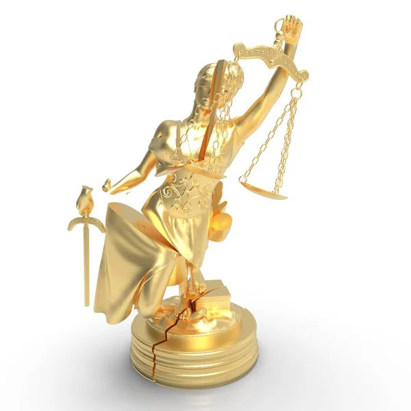 Зламана леді правосуддя 3d візуалізація — стокове фото
