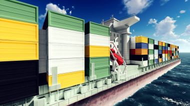 3d render bağlantı noktası yolda büyük konteyner