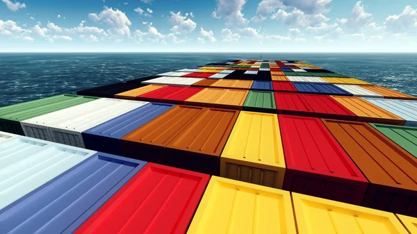 3d render bağlantı noktası yolda büyük konteyner