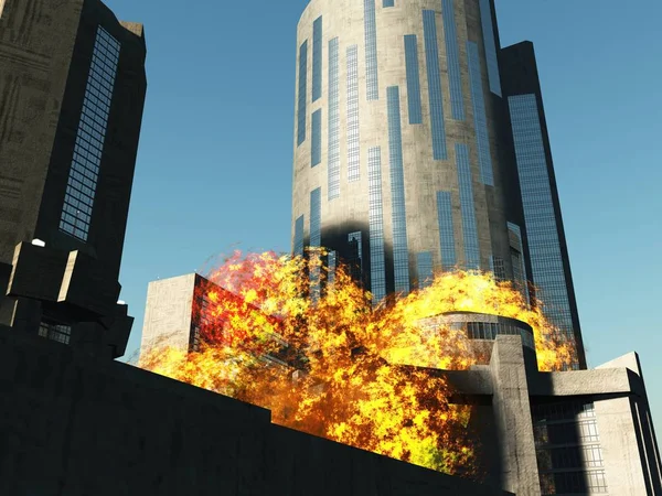 Bomb blast in the city 3D rendering — Stock Photo, Image