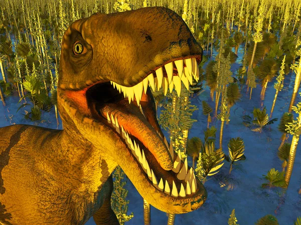 Velociraptor the dinosaur 3d rendering — Stock Photo, Image