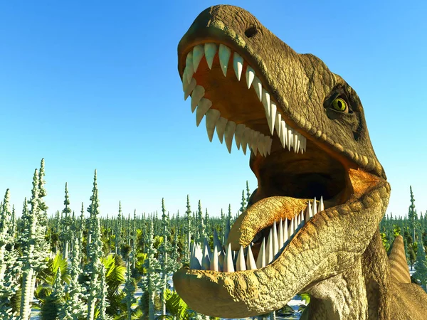 Velociraptor the diner 3d rendering — стоковое фото