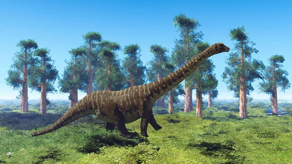 Büyük diplodoc 3d render, tarih öncesi yatay