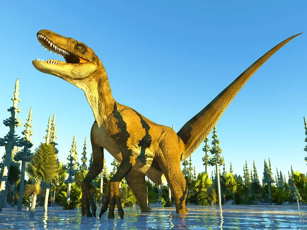 A Velociraptor a dinoszaurusz 3d-leképezés — Stock Fotó