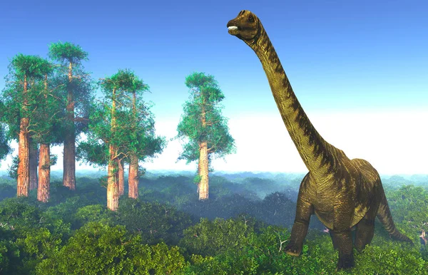 Büyük diplodoc 3d render, tarih öncesi yatay