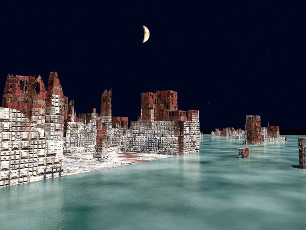 Armageddon in New York 3D-rendering — Stockfoto