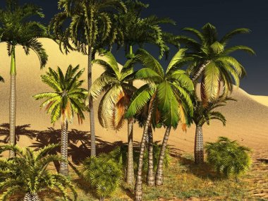 Güzel doğal arka plan. -Afrika vahası 3D görüntüleme