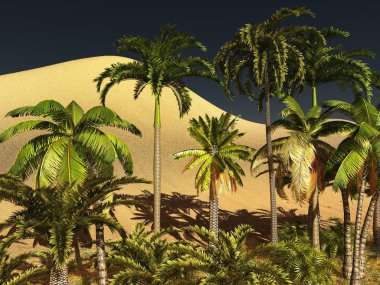 Güzel doğal arka plan. -Afrika vahası 3D görüntüleme