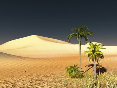 Güzel doğal arka plan. -Afrika vahası 3D görüntüleme