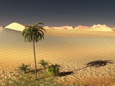 Güzel doğal arka plan. -Afrika vahası 3D görüntüleme