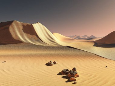 Güzel doğal arka plan. -Afrika vahası 3D görüntüleme