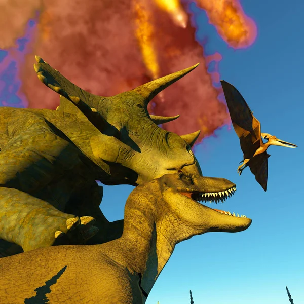 Dinosaurie doomsday 3d-rendering — Stockfoto
