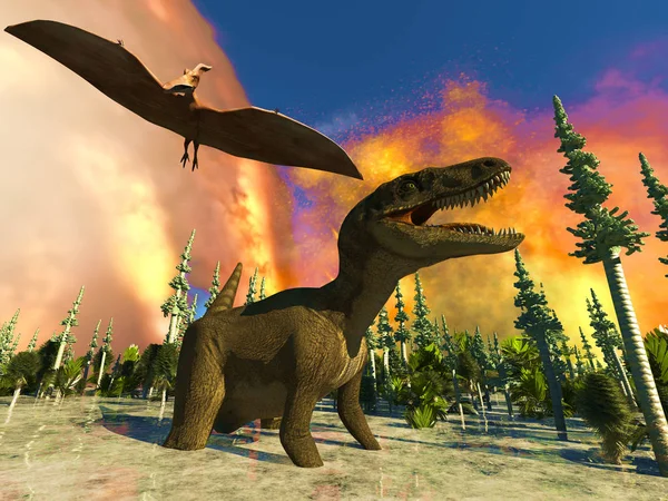 Dinosaurie doomsday 3d-rendering — Stockfoto