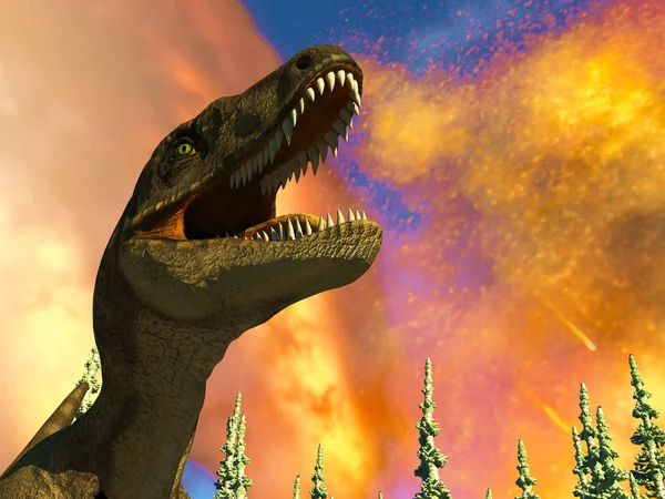 Dinosaur doomsday 3d rendering — Stock Photo, Image