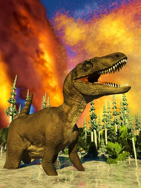 Dinozaur 3d renderowania doomsday — Zdjęcie stockowe