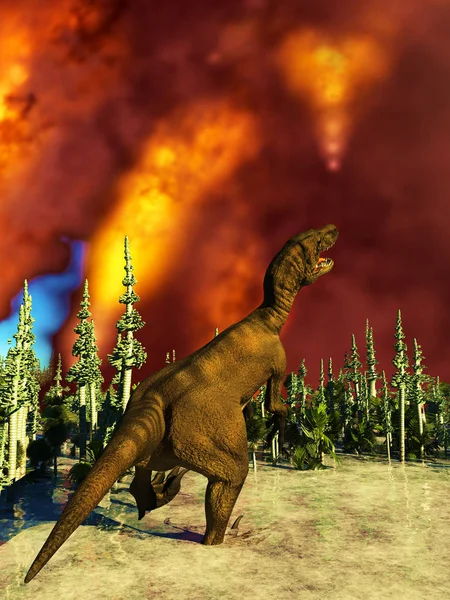 Dinosaur doomsday 3d rendering — Stock Photo, Image