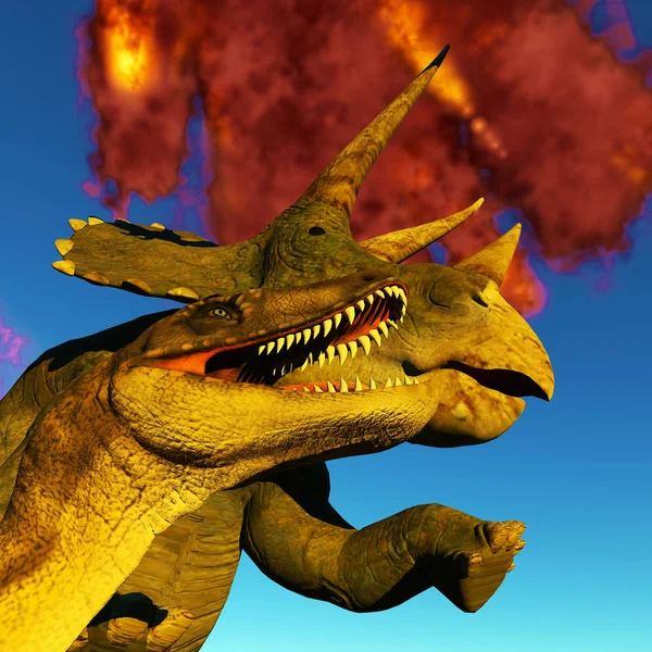 Dinozaur 3d renderowania doomsday — Zdjęcie stockowe