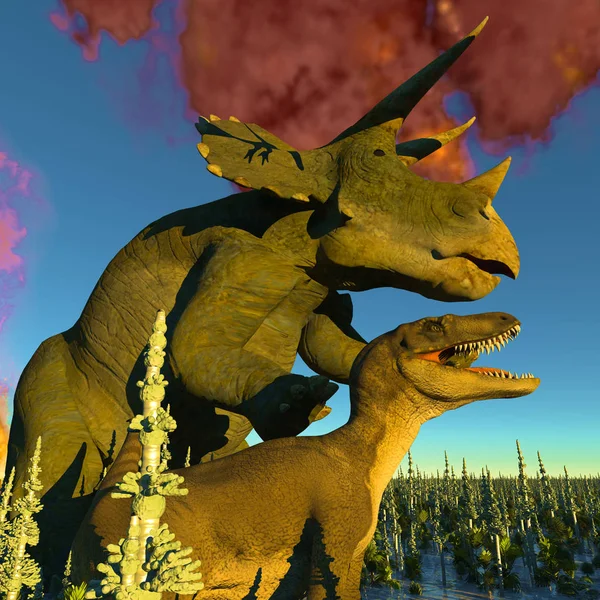 Dinozor kıyamet 3d render — Stok fotoğraf