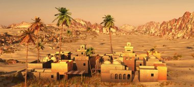 Çölde, 3d render Arap topluluk