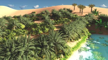 Harika görünümü'Sahara çöl gün batımından 3d render