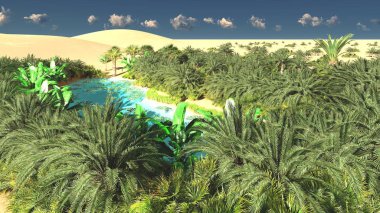 Sahra Çölü günbatımı 3d render, şaşırtıcı görür görmez