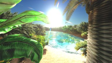 Büyük görünüm Sahara çöl gün batımından 3d render