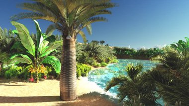 Gün batımından 3d render, Sahra Çölü üzerinde büyük bakış açısı