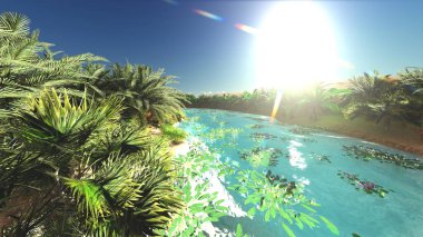 Harika görünümü'Sahara çöl, gün batımı 3d render