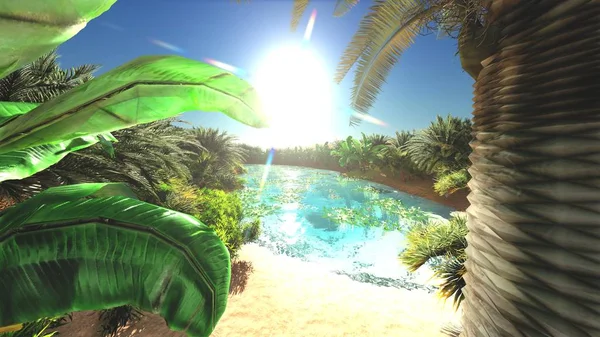 Büyük görünüm Sahara çöl gün batımından 3d render