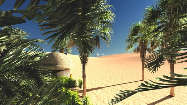 Θαυμάσια θέα στην Σαχάρα της ερήμου στο ηλιοβασίλεμα 3d rendering — Φωτογραφία Αρχείου