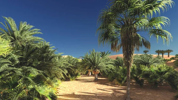 Fantastisk syn på Sahara öken på sunset 3d-rendering — Stockfoto