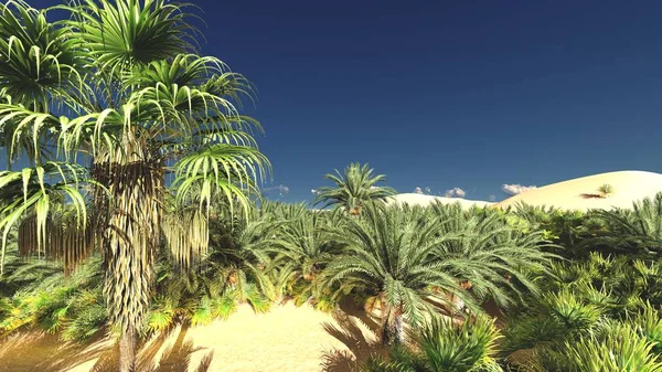 Gün batımı 3d render, Sahra Çölü üzerinde harika bakış açısı