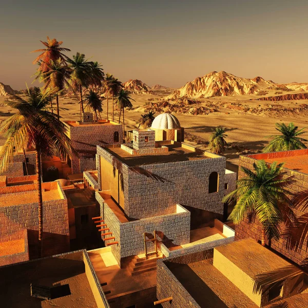 Arabic community on wasteland, 3d rendering — Stock Photo, Image