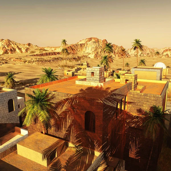 Arabic community on wasteland, 3d rendering — Stock Photo, Image