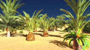 Güzel doğal arka plan. -Afrika vahası 3D görüntüleme