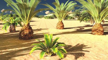 Güzel doğal arka plan. -Afrika vahası 3D görüntüleme