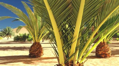 Güzel doğal arka plan. -Afrika vahası 3D görüntüleme