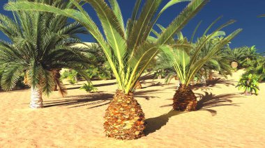 Güzel doğal arka plan. -Afrika vahası 3D görüntüleme