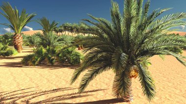 Güzel doğal arka plan. -Afrika vahası 3D görüntüleme