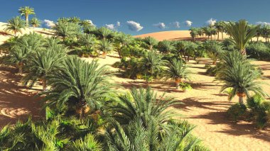 Güzel doğal arka plan. -Afrika vahası 3D görüntüleme