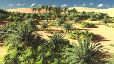 Güzel doğal arka plan. -Afrika vahası 3D görüntüleme